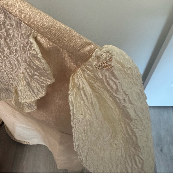 DREAM Sister Jane Satin Jacquard Lace Mini Dress In Gold - Picture 9 of 14